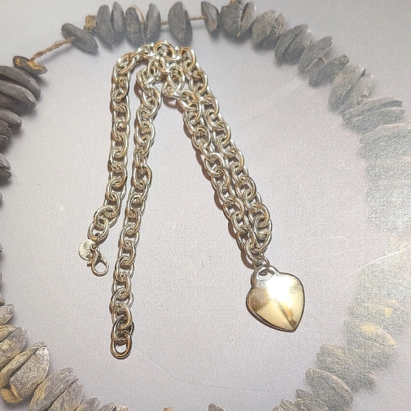 VTG Sterling Heart Chain Necklace